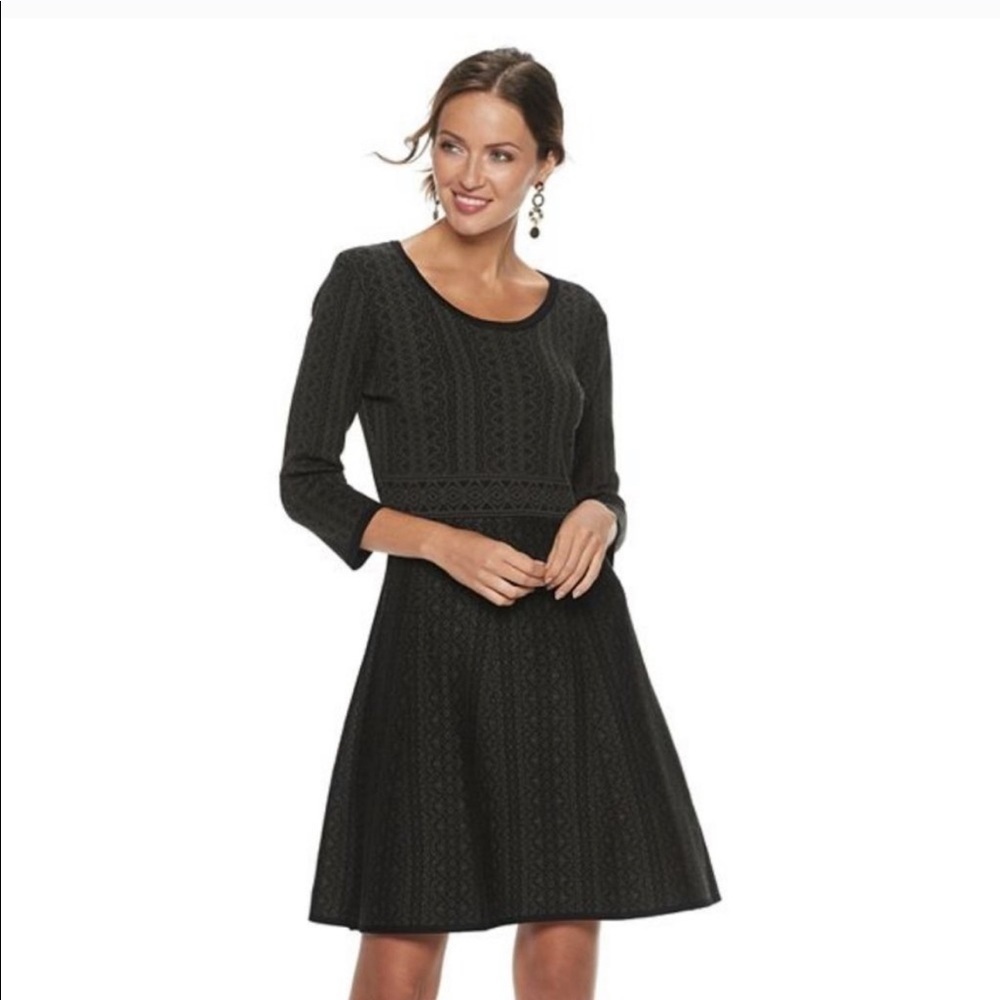 NWT S Nina Leonard 3/4 sleeve A line classic woman dress business casual comfort